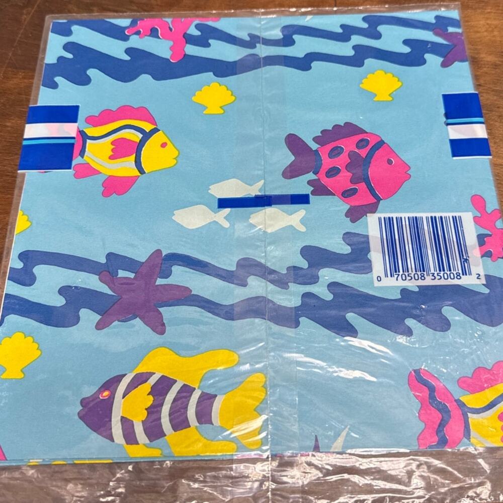 Vintage 90's Cleo Gift Wrapping Paper Made in USA All Occasion Tropical Fish